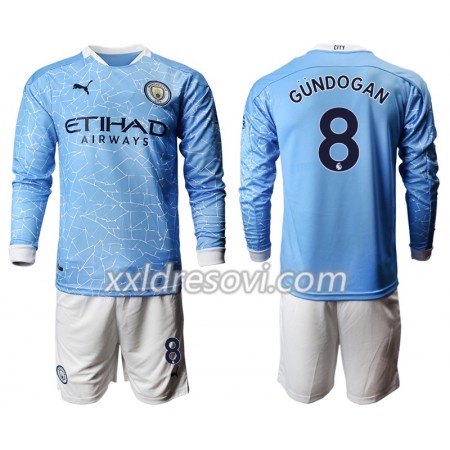 Manchester City Ilkay Gundogan 8 Domaći Dječji Komplet Dresovi za Nogomet 2020-2021 Dugim Rukavima (+ kratke hlače)